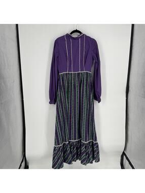 Vintage dress womens 6-8 maxi long cosplay renaissance prairie corduroy 70s 60s